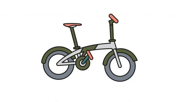Clean rendering of a folding bicycle isolated on bright white background. Suitable for design projects, cycling graphics, urban lifestyle themes. Bicycle folding bike isolated bright white background 
