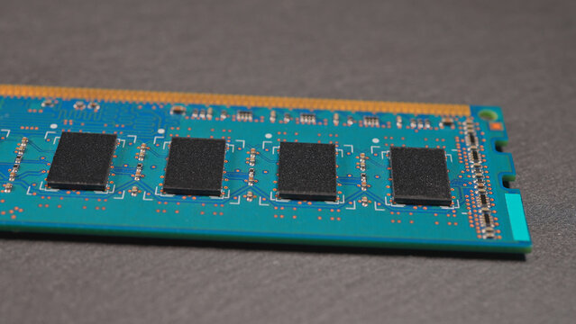 RAM memory sticks module macro view, computer hardware. RAM shortage and prices increase due AI boom high demand concept. AI data center and server manufacturing is consuming immense amounts of memory