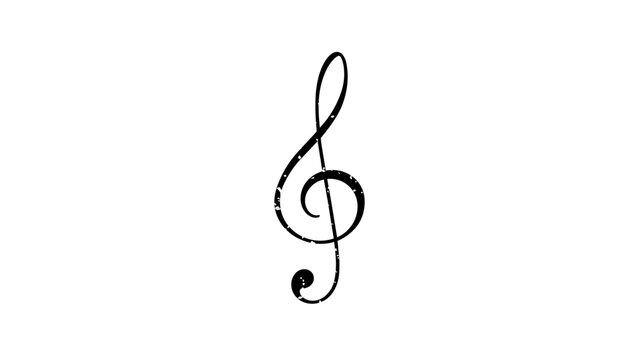 Elegant treble clef minimalist black line vector icon isolated on white background, a hand-drawn musical symbol perfect for song composition, sheet music, and artistic graphic design projects.