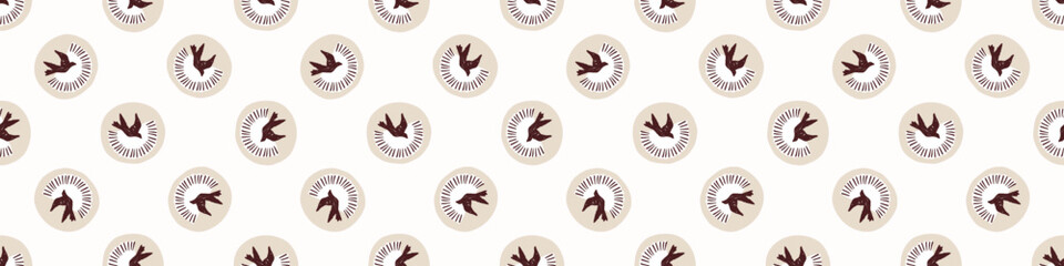 Fototapeta premium Religious nativity scene trim. Hand drawn angelic messenger for Christian Christmas vector. Lino cut Angels ribbon. 