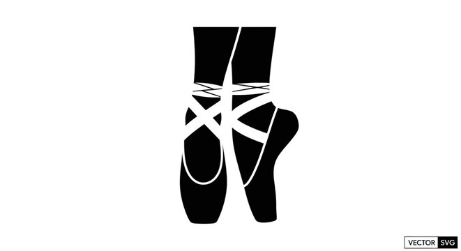 Ballet Dancer's Feet in Pointe Shoes, Silhouette