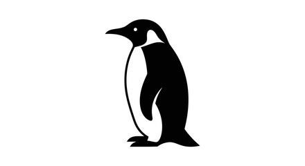 Obraz premium Minimalist Black and White Penguin Vector Illustration Silhouette Isolated on White Background