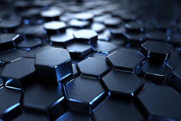 Fototapeta premium Abstract Hexagonal Pattern Dark Blue Metallic Surface.