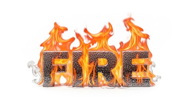 Fiery Word Art - The Word Fire Engulfed in Flames.
