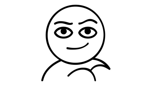 Minimalist smirking face line icon vector illustration featuring a confident and knowing expression, simple black and white character emoji for digital communication and graphic design projects.