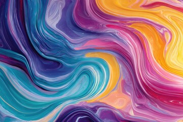 Fototapeta premium Vibrant Swirling Abstract Paint Marbling Texture Background.