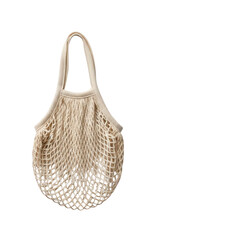 Fototapeta premium Beige string bag isolated on transparent background