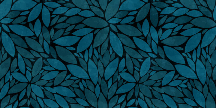 Watercolor leaves vector pattern. Green leaf seamless pattern. Leafs pattern background. Tropical leaves with watercolour texture