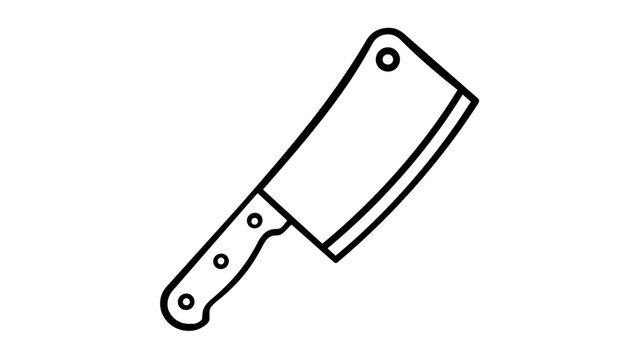 Minimalist Meat Cleaver Vector Icon Illustration for Kitchenware and Butchery Design, Scalable Black Line Art Graphic for Cooking Apps, Butcher Shop Branding, and Culinary Web Elements