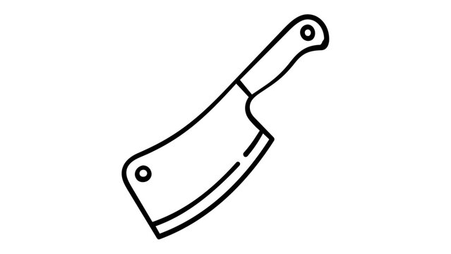 Meat cleaver line icon vector illustration for kitchen cooking and butcher shop branding. Minimalist flat design scalable graphic for culinary apps, restaurant menus, and food preparation symbols.