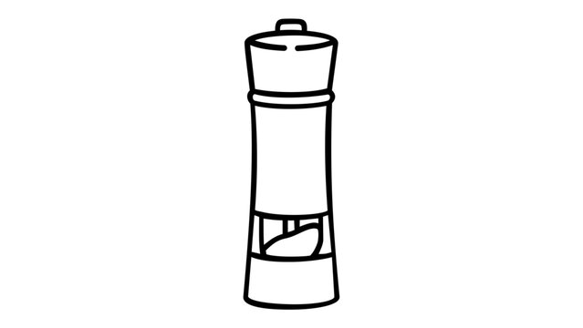 Minimalist Salt and Pepper Grinder Mill Vector Icon Illustration, Scalable Black and White Line Art Graphic for Kitchen Cooking, Food Seasoning, and Culinary Design, AI-Generated Flat Design