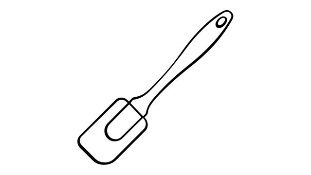 Minimalist Vector Illustration of a Kitchen Spatula Line Icon, Scalable Black and White Scraper Tool for Cooking and Baking, AI-Generated Flat Graphic Design Element for Culinary Projects