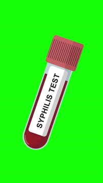 Syphilis Blood Test Tube Animation on Green Screen Background, STD Screening Test, Medical Lab Sample, Healthcare Laboratory Concept