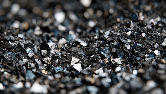 Close-up Macro Shot of Activated Charcoal Granules for Filtration and Detoxification.