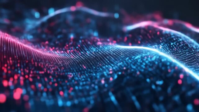 Abstract digital landscape futuristic glowing data visualization backdrop