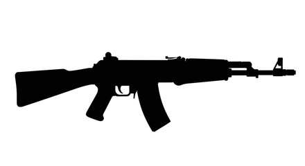 Silhouette of an assault rifle isolated on white background © Saiful