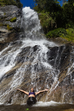 Waterfall in the eastern part of Waraira Repano National Park in Guatire. Hiking in Latin America and the Caribbean. Exploring Venezuela