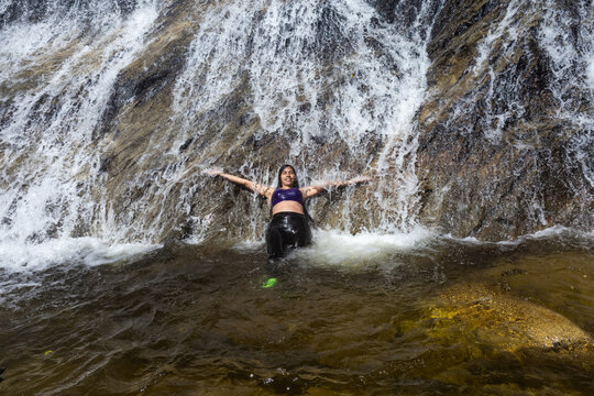 Waterfall in the eastern part of Waraira Repano National Park in Guatire. Hiking in Latin America and the Caribbean. Exploring Venezuela