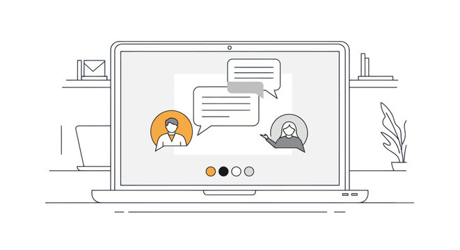 People Communicating on Laptop Screen.