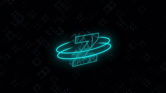 Futuristic Letter Z Wireframe with Neon Ring and Digital Cyber Technology Background Design