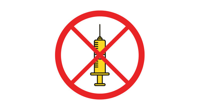No syringe symbol, stop medical injections.