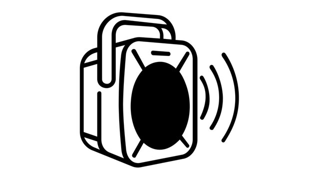 Portable Bluetooth Speaker Vector Icon Illustration: Minimalist Line Art Design of a Wireless Audio Device Emitting Sound Waves, Perfect for Music Apps, Audio Technology, and Modern UI/UX.