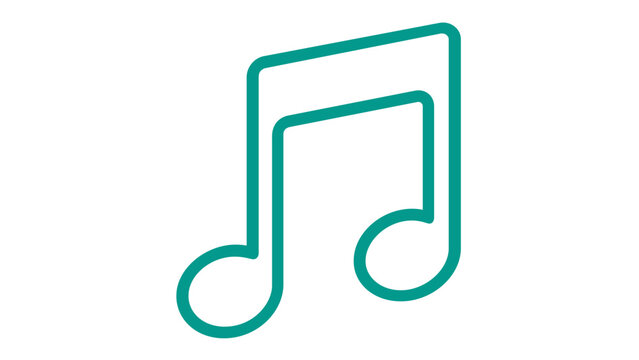 Green Gradient Musical Note Vector Icon Illustration, Minimalist Double Eighth Note Symbol for Audio, Music, Sound, and Melody, Scalable Flat Design Graphic for Apps and Web Interfaces