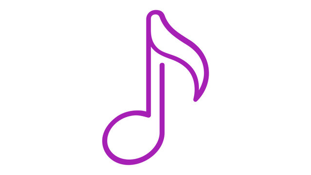 Modern minimalist musical note vector icon illustration with vibrant blue and purple gradient. Scalable flat line art design for music apps, audio players, and digital sound media projects.