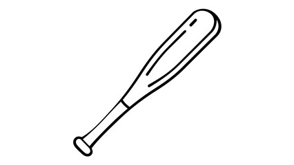 Obraz premium Minimalist baseball bat vector icon illustration for sports and fitness branding. This clean black line art graphic is scalable and perfect for web, apps, or print materials. AI-generated art.