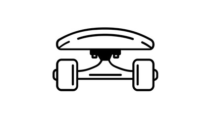 Fototapeta premium Minimalist Skateboard Line Icon Vector Illustration Showing Front View of Deck, Trucks, and Wheels; Scalable AI-Generated Flat Graphic for Urban Sports, Fitness, and Street Culture Projects.