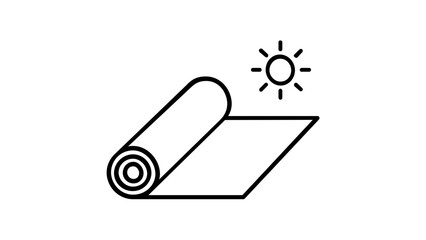 Minimalist Vector Icon Illustration of a Yoga Mat Unrolling Under the Sun, Representing Morning Fitness, Outdoor Exercise, Wellness, and Healthy Lifestyle for Web and Graphic Design Projects.