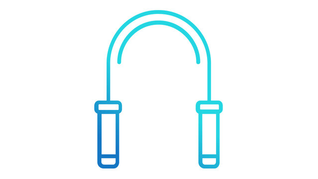 Blue gradient jump rope vector icon illustration for fitness, skipping rope for cardio workout, minimalist gym equipment graphic for health and exercise apps, scalable digital design element.