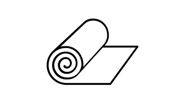 Minimalist yoga mat line icon vector illustration. Scalable flat design symbol for fitness, exercise, gym, and wellness. Perfect for sports apps, health websites, and workout graphics.