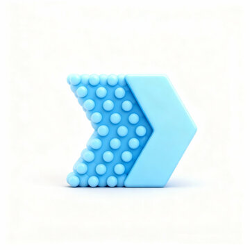 Blue Arrow-Shaped Silicone Chewing Teether Toy Isolated on White Background