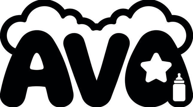 Initials a v and star with baby bottle