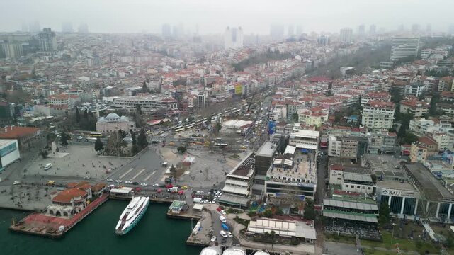 Istanbul Besiktas Square zoom-out shot