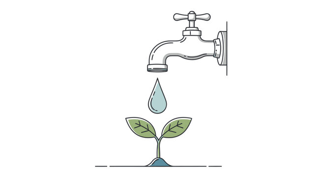 Water Drop Falling On Green Seedling.