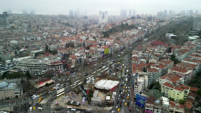 Istanbul Besiktas Square fly forward shot