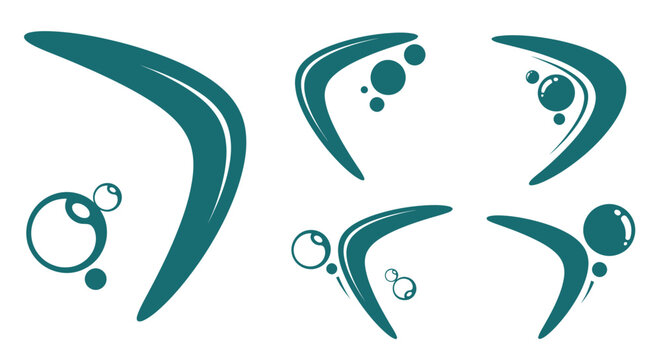 Abstract Boomerang Shapes with Bubbles Icon Set