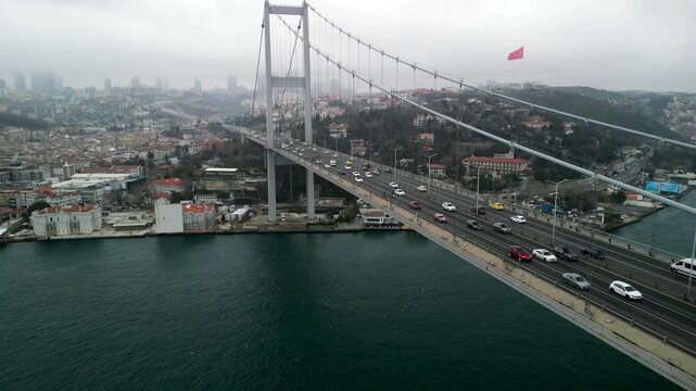 15th of July Martyrs Bridge, middle of the bridge, flying to the European side