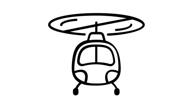 Minimalist helicopter line icon vector illustration, front view of a modern chopper for travel and transport, simple flat design scalable graphic for web, mobile apps, and branding projects.