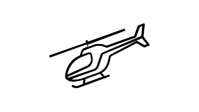 Minimalist helicopter line icon vector illustration, sleek black outline of a modern chopper for travel and transport design, scalable flat graphic element for web and mobile applications.