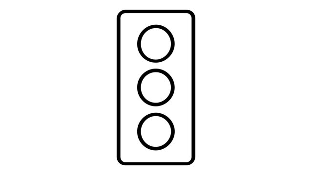 Minimalist Traffic Light Vector Icon Illustration for Road Safety and Transportation Design, Featuring a Simple Line Art Style for Urban Traffic Control, Driving Signal, and City Navigation.