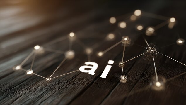Artificial Intelligence Network Concept with Glowing Nodes.
