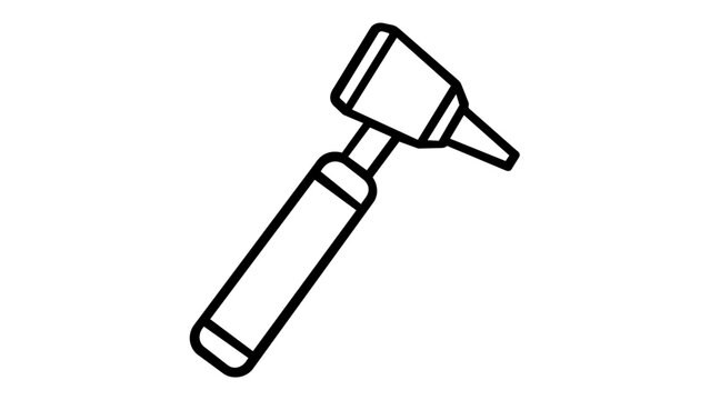 Professional medical otoscope line icon illustration for ear examination and diagnostic health checks. Minimalist flat vector graphic for healthcare apps, clinics, and doctor websites.