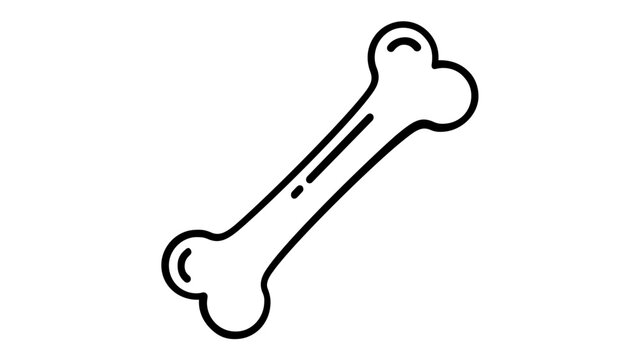 Minimalist bone vector icon illustration, clean black line art design for medical, healthcare, anatomy, orthopedic, or pet care projects. AI-generated flat scalable graphic on white background.