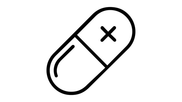 Minimalist Pill Capsule Line Icon Vector Illustration; Scalable Flat Design for Medical, Healthcare, Pharmacy, and Medicine Apps; AI-Generated Graphic Symbol for Drug Treatment and Wellness.