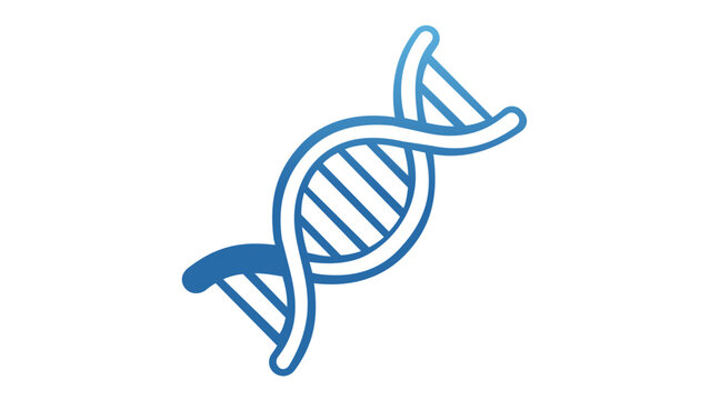 Blue gradient DNA double helix vector icon illustration, minimalist medical and science symbol for genetics, biotechnology, healthcare research, and laboratory analysis. Scalable flat design.