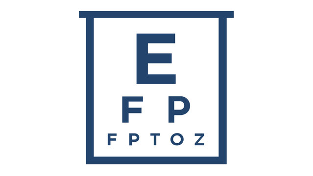 Eye Chart Snellen Vision Test Vector Icon Illustration for Ophthalmology and Optometry Clinics, Minimalist Flat Design for Medical Healthcare Apps and Websites, Scalable AI-Generated Graphic.