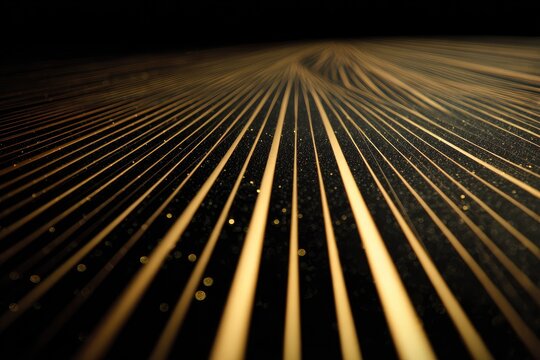 Abstract Golden Light Streaks Flowing Through Darkness.